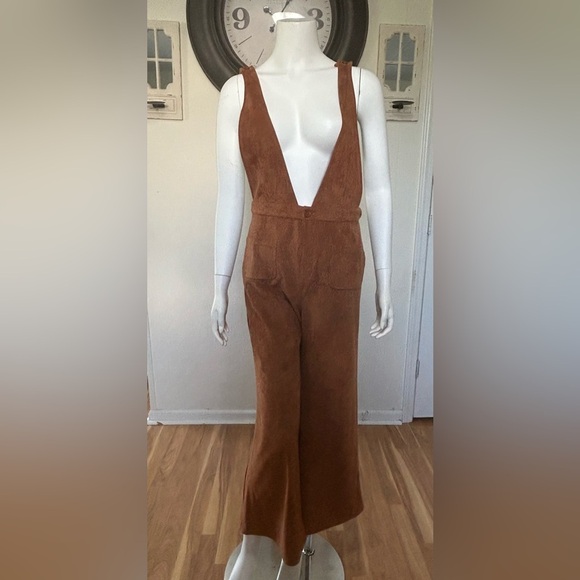 Brown Suede Jumpsuit - Picture 1 of 11